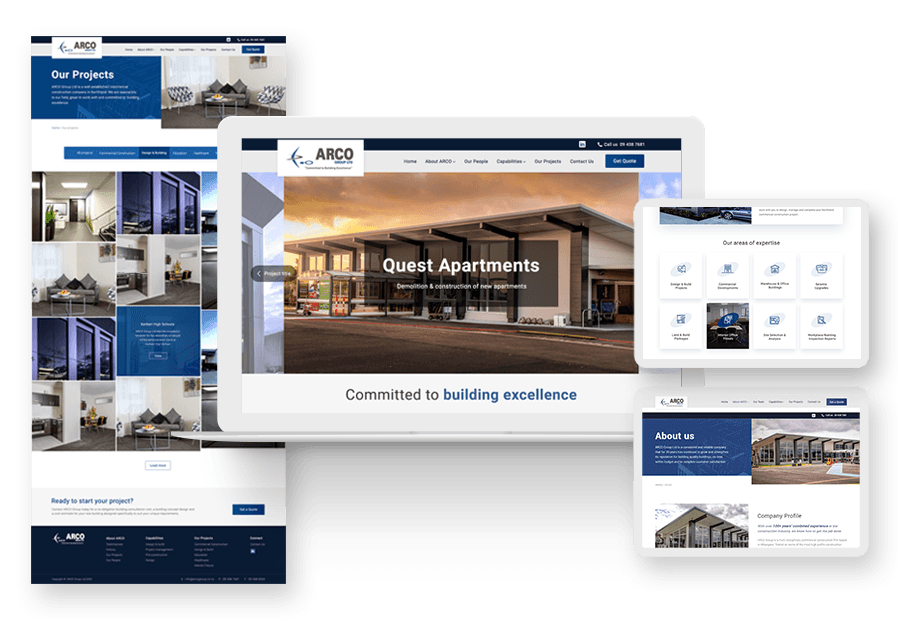 Pinchello created the website for construction company ARCO to present their services